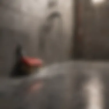 Brushing tiles with cleaning solution