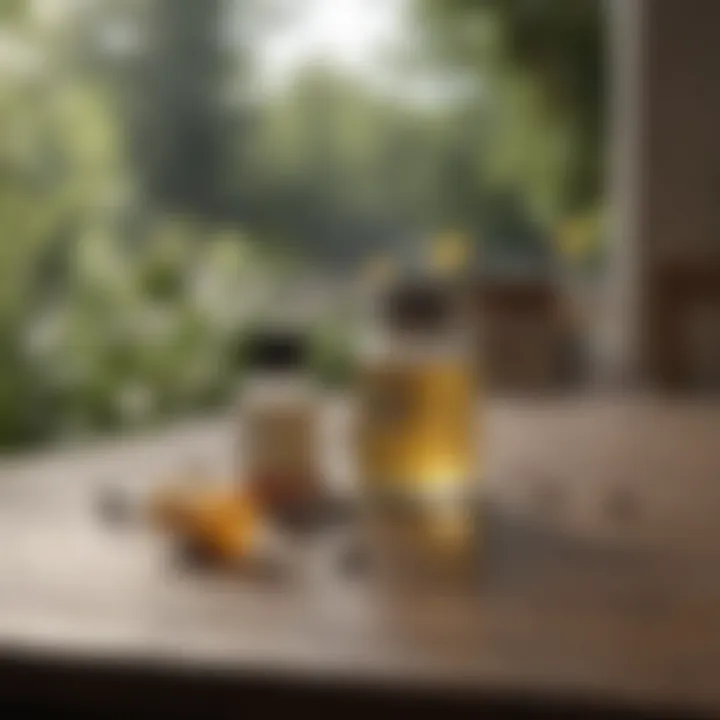 Natural repellents displayed on a patio table.