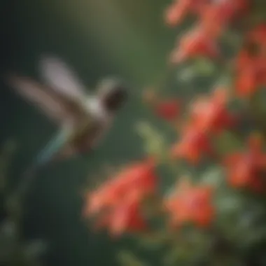 Close-up of a hummingbird feeding on nectar