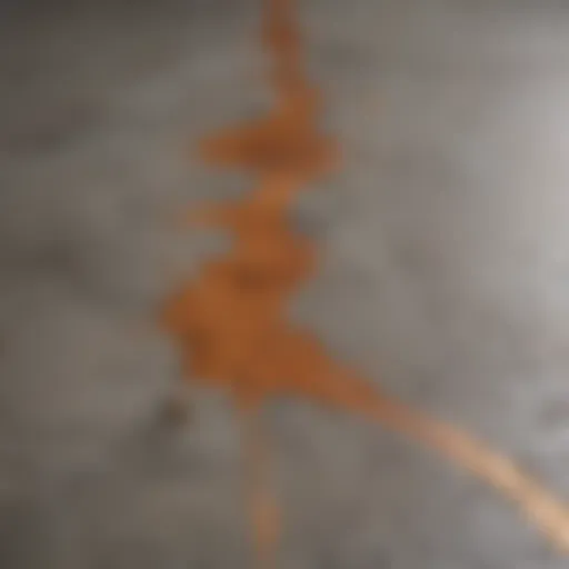 Close-up of rust stains on a concrete surface