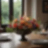 Elegant centerpiece featuring seasonal flowers and candles
