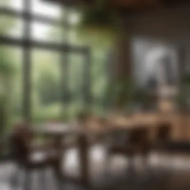 Serene Dining Space with Natural Elements A serene dining space with natural elements and artistic flair