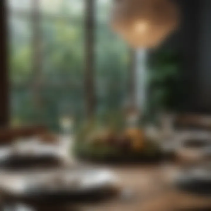 Tastefully arranged dining table adorned with stylish decor and tableware