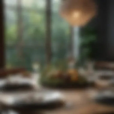 Tastefully Arranged Dining Table Tastefully arranged dining table adorned with stylish decor and tableware