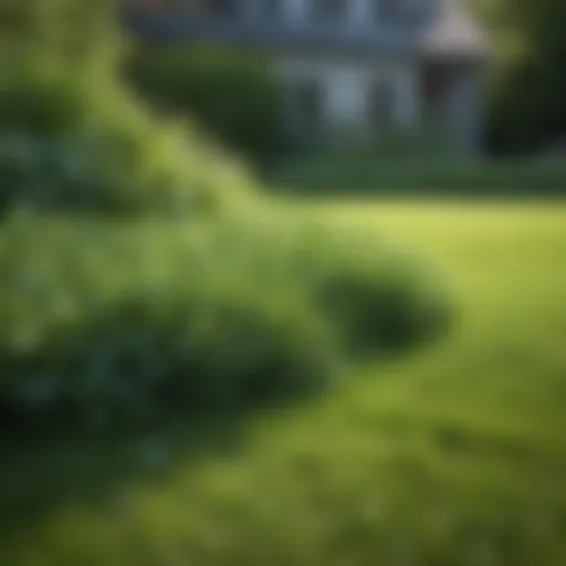 Lush green lawn with clover patches