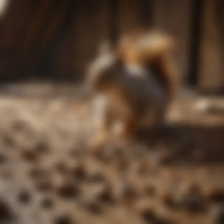 Close-up of squirrel droppings indicating presence