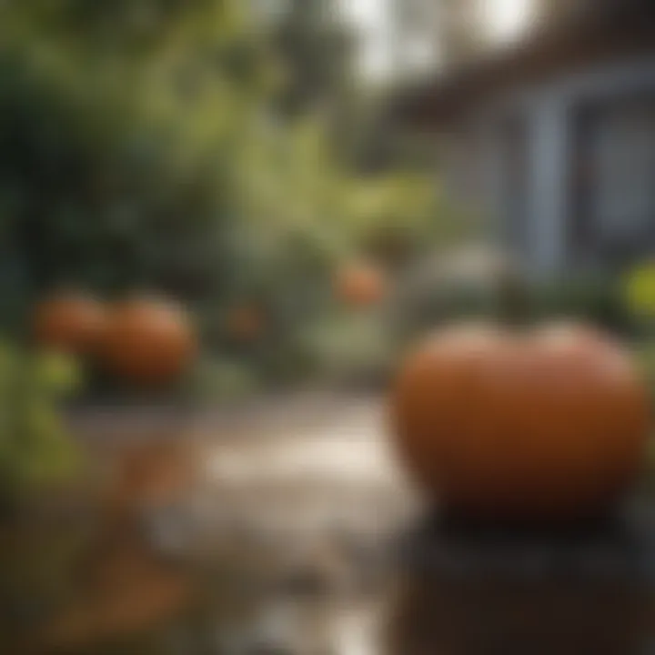 Healthy pumpkins being watered in a garden