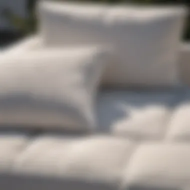 Close-up of stains on white patio cushions