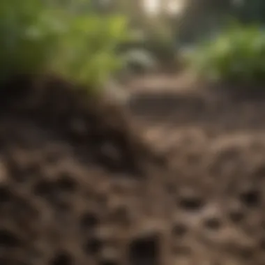 Soil Enrichment with Organic Fertilizer Close-up of soil being enriched with organic fertilizer