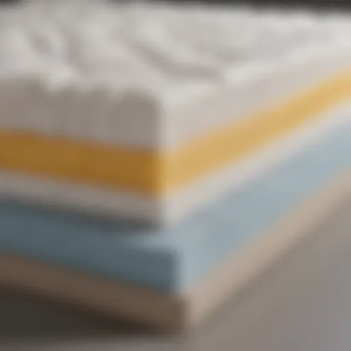 Cross-section of foam mattress showcasing layers