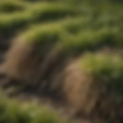 Close-up of lawn thatch layer