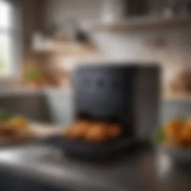 An organized kitchen showcasing the versatility of air fryers with diverse dishes