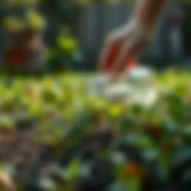 Applying Vinegar for Effective Weed Control Vinegar application on weeds in a garden