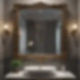 Elegant bathroom sink mirror with ornate frame
