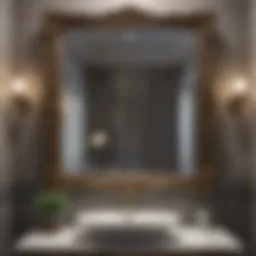 Elegant bathroom sink mirror with ornate frame