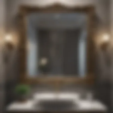 Elegant bathroom sink mirror with ornate frame