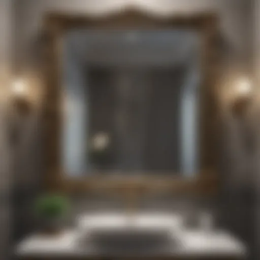 Elegant bathroom sink mirror with ornate frame