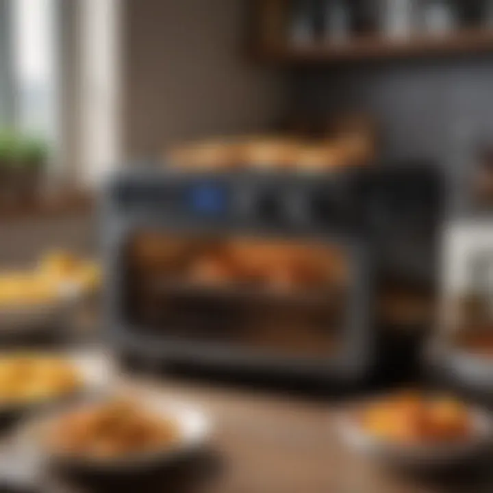 An assortment of dishes prepared using a large capacity air fryer toaster oven