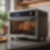 A sleek large capacity air fryer toaster oven on a kitchen countertop