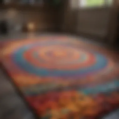 Colorful area rugs displayed online on a shopping platform