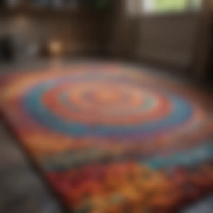 Colorful area rugs displayed online on a shopping platform