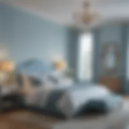 Calming bedroom painted in soft blue hues