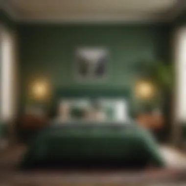 Nature's Embrace: Rich Green Bedroom Palette Stylish bedroom showcasing a rich green palette