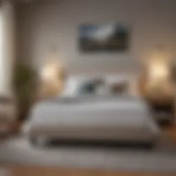 A serene bedroom featuring a Tempur-Pedic bed with advanced massage features