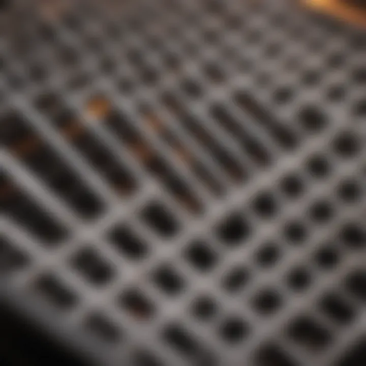 Close-up of grill grates showcasing even cooking