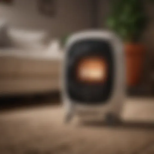 Compact space heater in a stylish living room