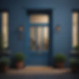 A striking blue front door against a modern facade