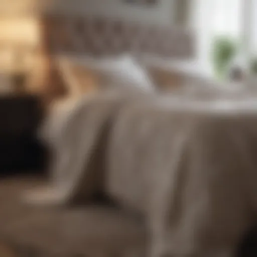Elegant bedroom showcasing a chic bed spread