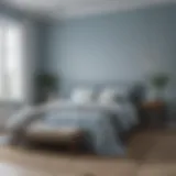 A tranquil bedroom painted in soft blue hues