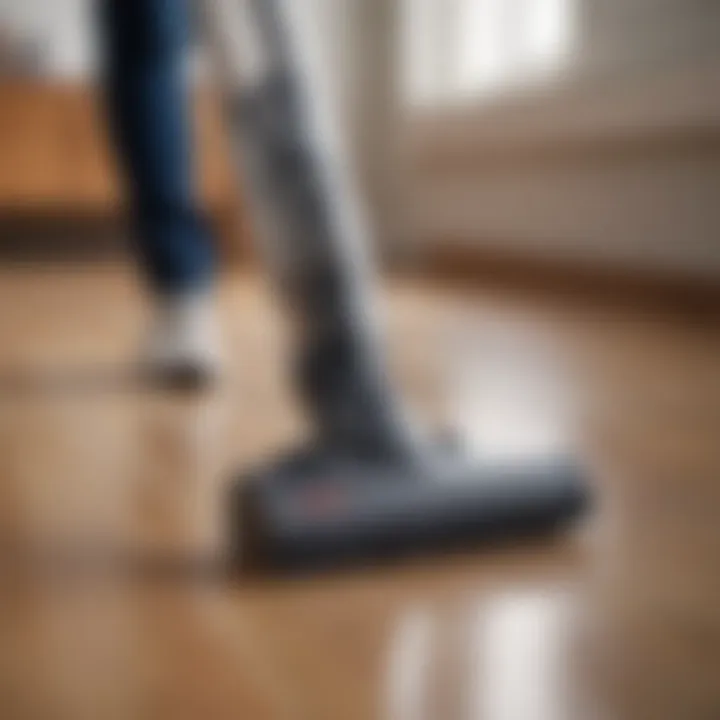 Cordless vacuum cleaner in action on various surfaces