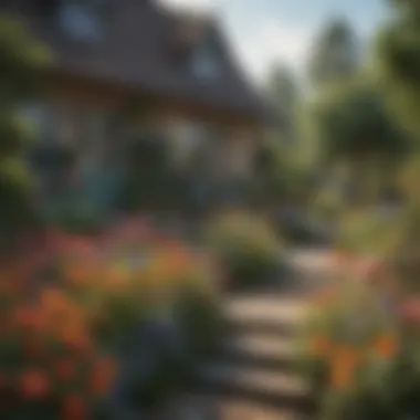 Charming Beauty of Cottage Gardens A vibrant cottage garden filled with a variety of colorful flowers.