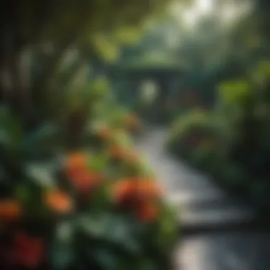 Exotic Splendor of Tropical Gardens A lush tropical garden showcasing diverse plant species and vibrant colors.