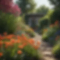 Vibrant early summer blooming bulbs in a garden setting