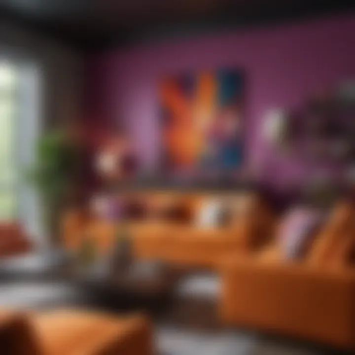 Vibrant color scheme with bold accents in a living space