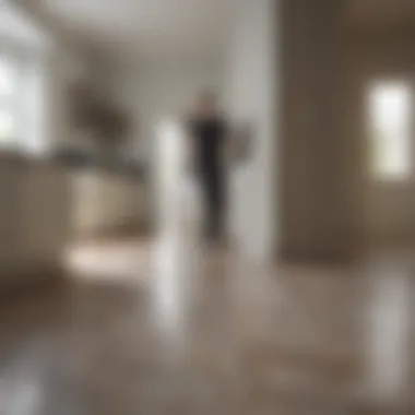 Installation demonstration of floor coving in a kitchen