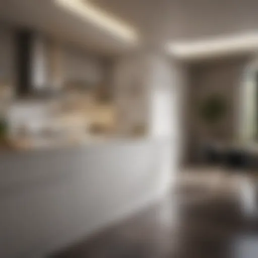 Elegant free standing kitchen counter in a modern setting