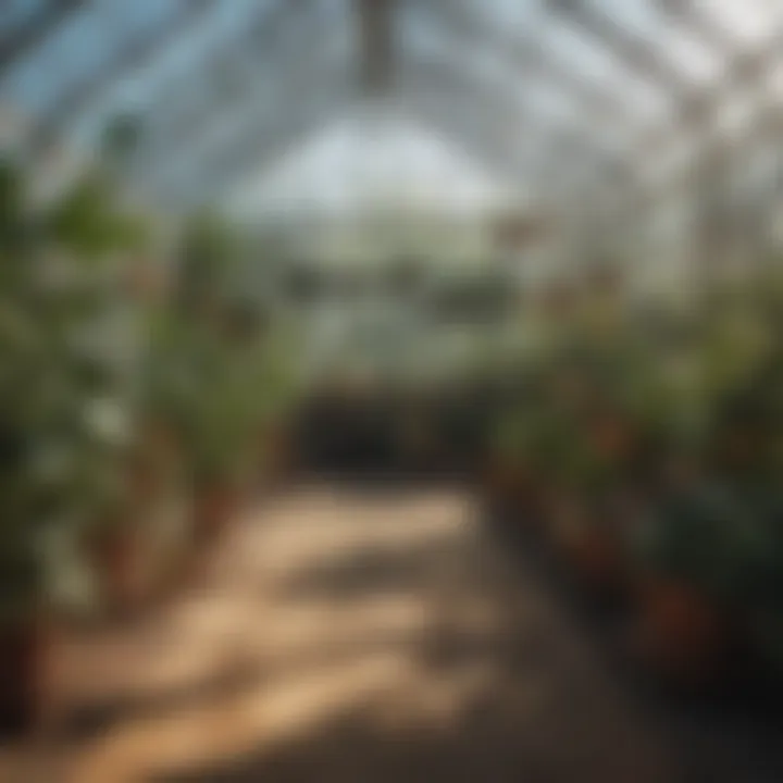 Interior view of a greenhouse with optimal growing conditions