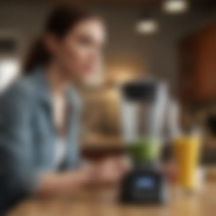 An individual reviewing a high-speed blender on an online platform.
