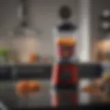 A sleek high-speed blender in a modern kitchen setting.