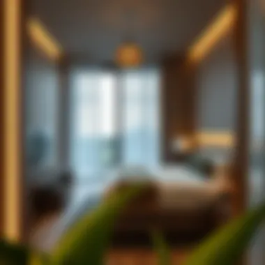 Sustainable Design Features Sustainable design features in hotel interior incorporating natural materials