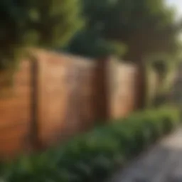 Modern wooden fence design integrated with lush landscaping