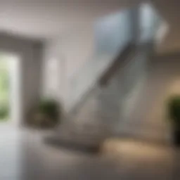 Sleek modern staircase with glass railings