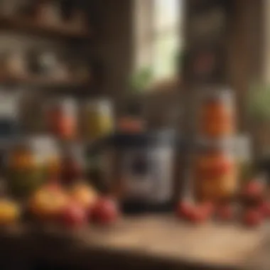 A beautifully arranged table featuring canning recipes and finished products.