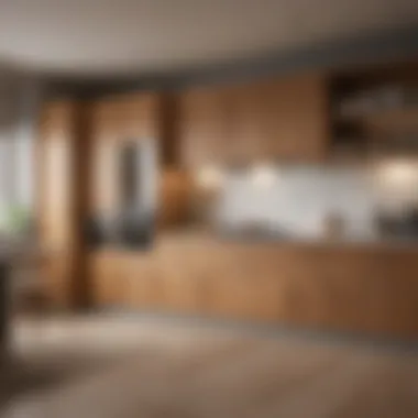 Chic kitchen with warm wooden cabinets and white accents