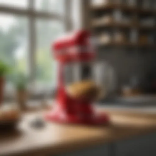 A stylish KitchenAid stand mixer in a contemporary kitchen setting