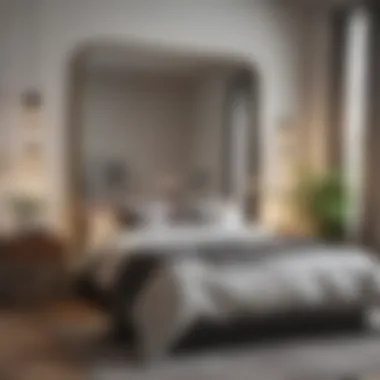 Statement Oversized Mirror in a Contemporary Bedroom Contemporary bedroom featuring a statement oversized mirror